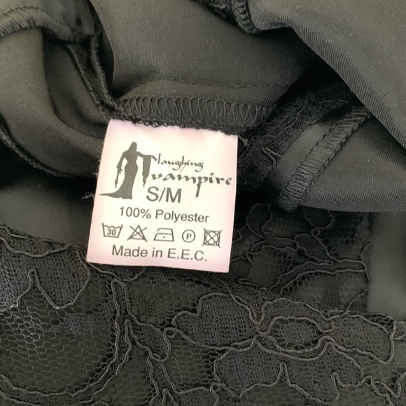 Laughing Vampire gothic satin & floral lace prom dress deadstock 90’s vintage M - Picture 12 of 16